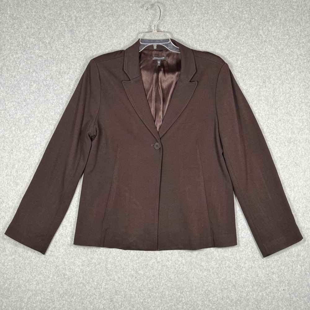 Eileen Fisher XL-XXL Stretch Silk Brown Blazer Lined